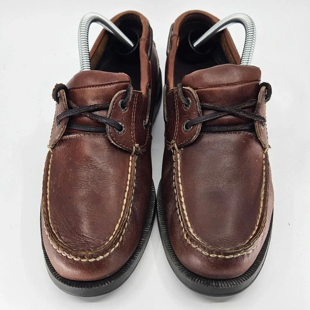 Dockers Men's Brown Leather Classic Boat Shoes Size 9M Preppy Nautical Americana